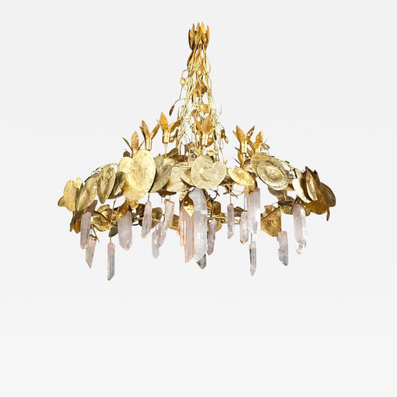 Robert Goossens Water Lillies Crystal Chandelier Robert Goossens for Crist bal Balenciaga 1970s