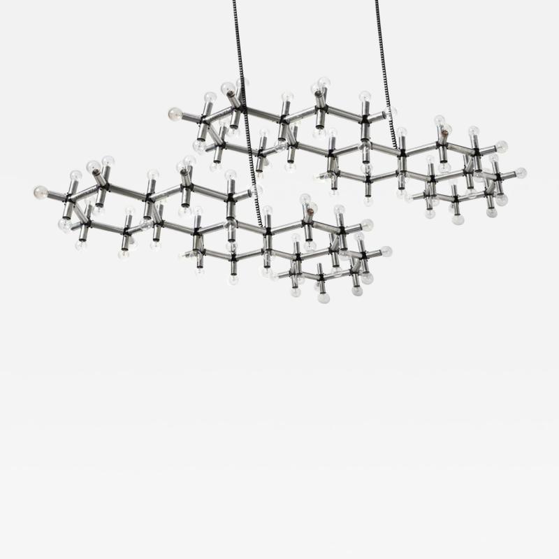 Robert Haussmann Mid Century Modern Robert Haussmann Aluminum Pair of Suspension Lamps