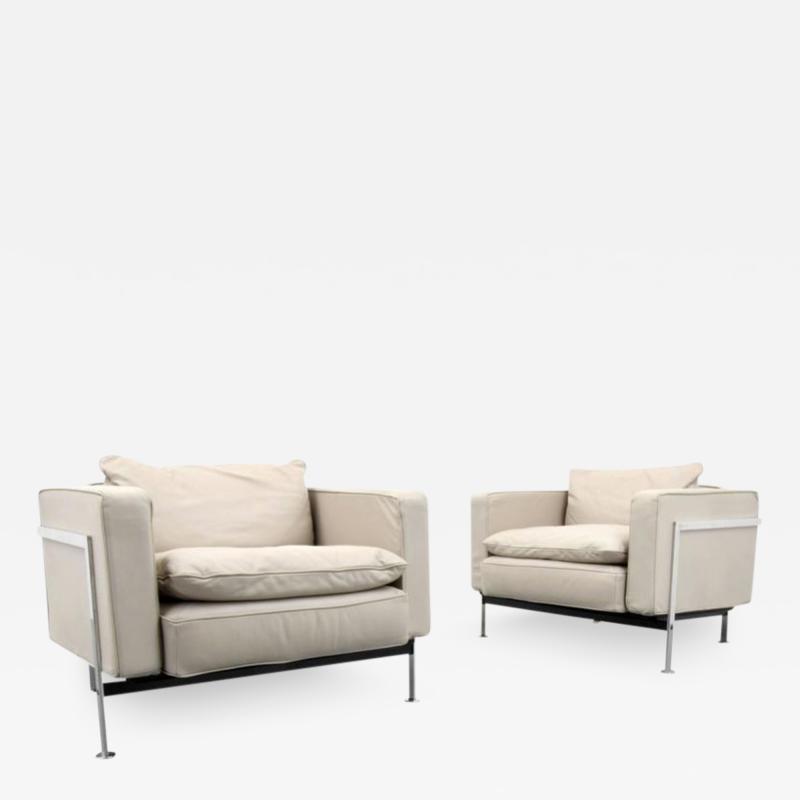 Robert Haussmann Pair of Robert Haussmann Leather Lounge Chairs