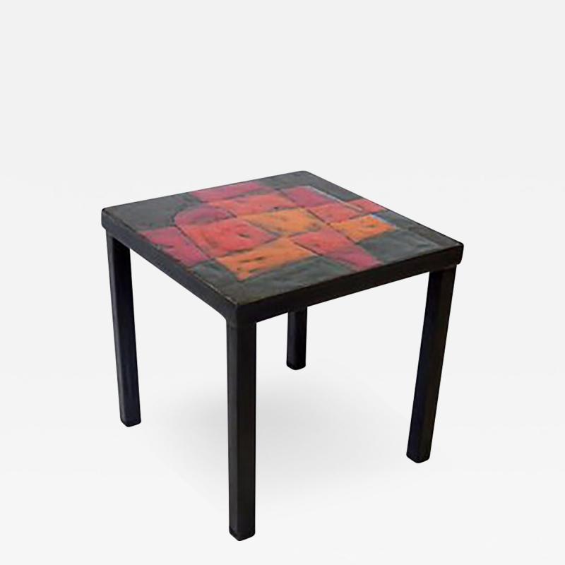 Robert Jean Cloutier French Ceramic Side Tables by Freres Cloutier