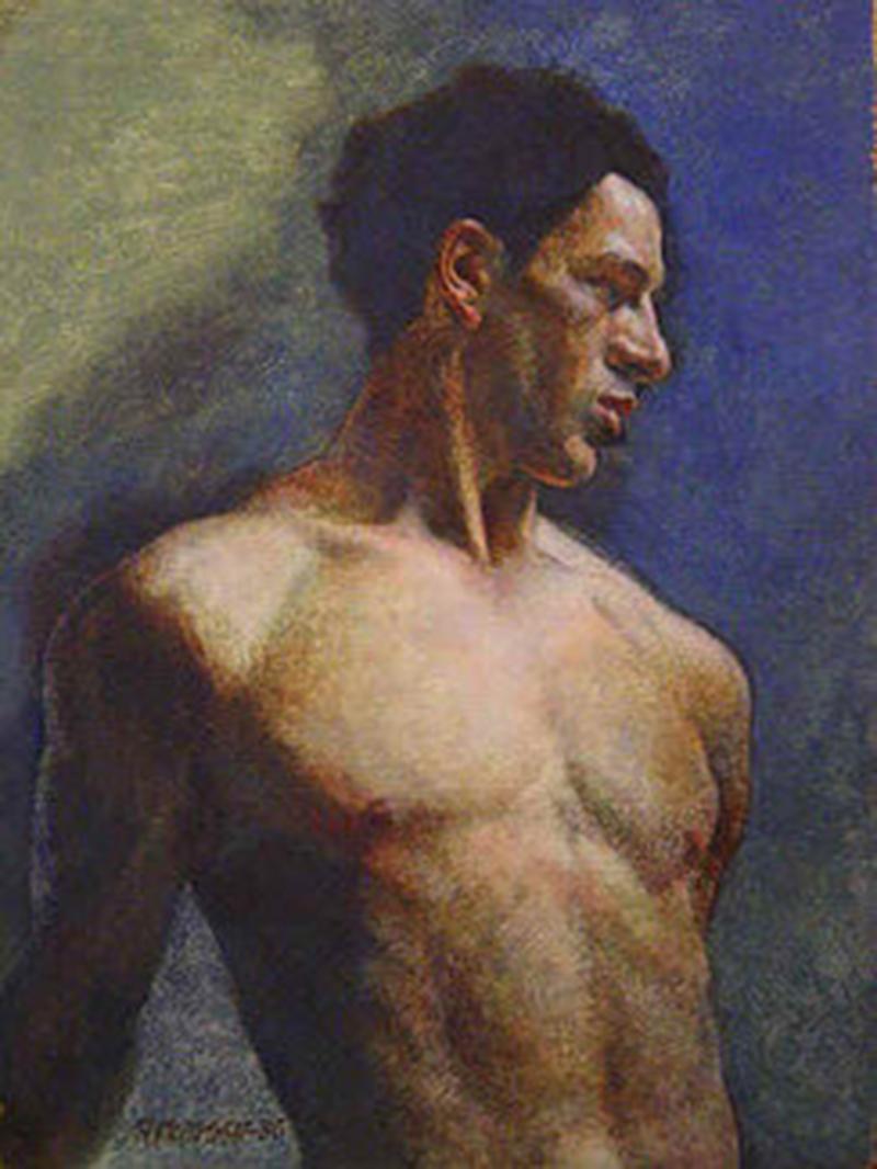 Robert Joseph McIntosh Nude Male in Blue 
