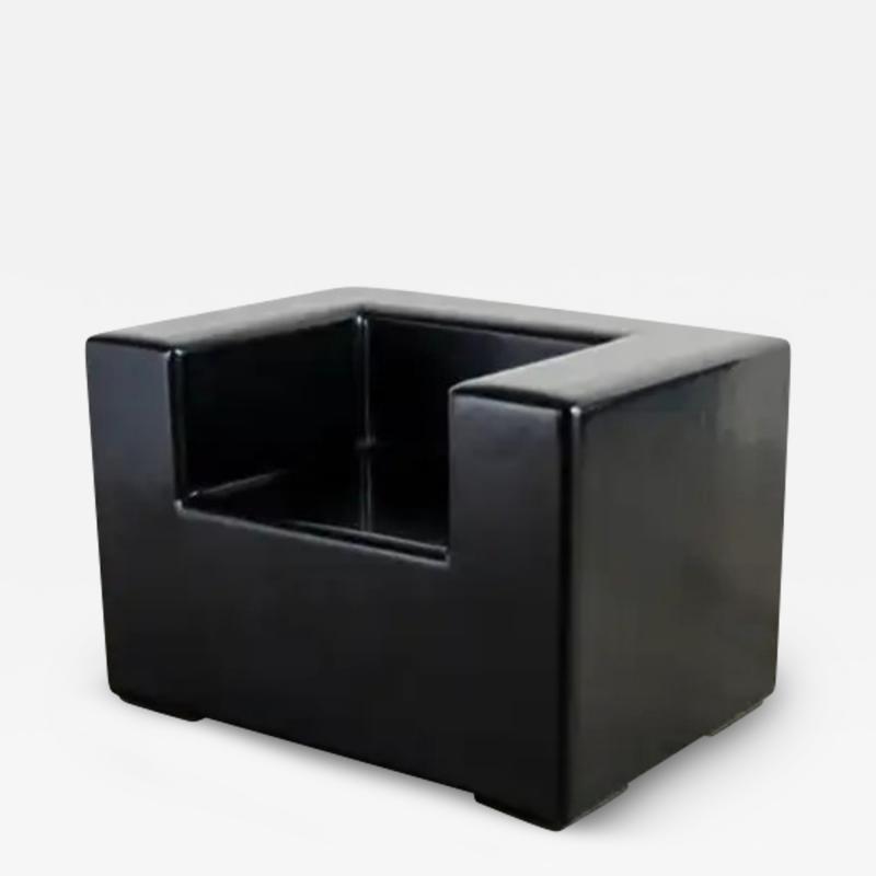 Robert Kuo Arm Rest Chair Black Lacquer by Robert Kuo Handmade Limited Edition