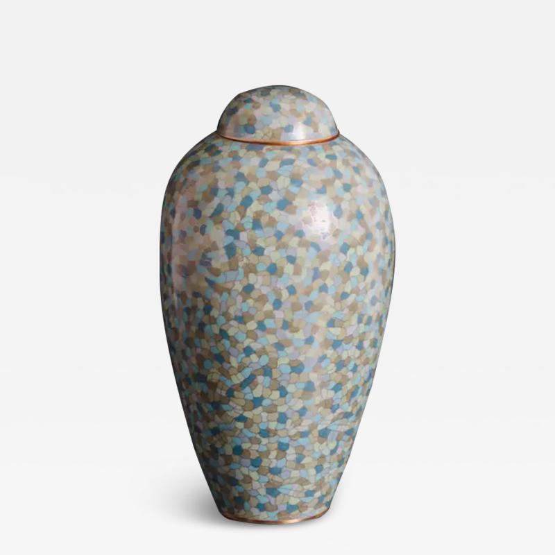 Robert Kuo Baluster Jar and Lid in Azure Colors by Robert Kuo Limited Edition