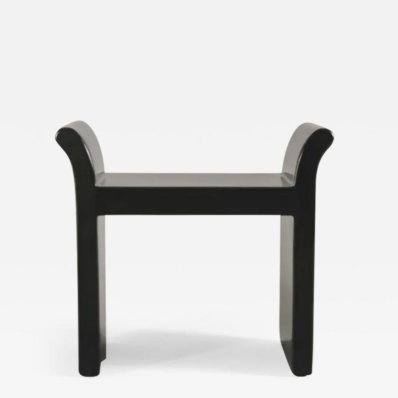 Robert Kuo Contemporary Black Lacquer Vanity Seat by Robert Kuo Hand Made Limited Edition