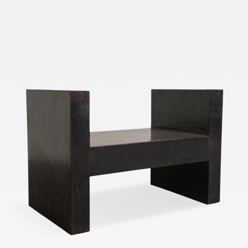 Robert Kuo Contemporary Hand Repouss H Chair in Black Copper Finish by Robert Kuo