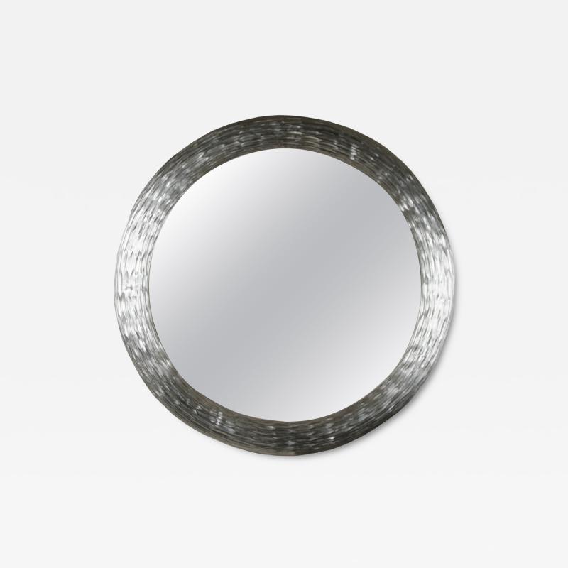Robert Kuo Contemporary Hand Repouss Ju Wen Mirror in White Bronze by Robert Kuo