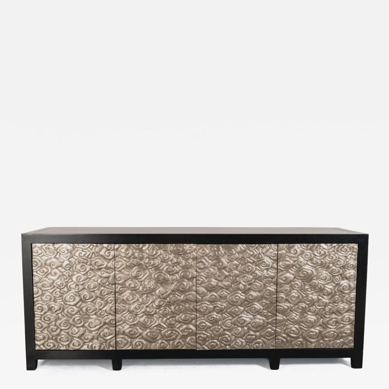 Robert Kuo Contemporary Hand Repouss White Bronze Cloud Design Buffet by Robert Kuo