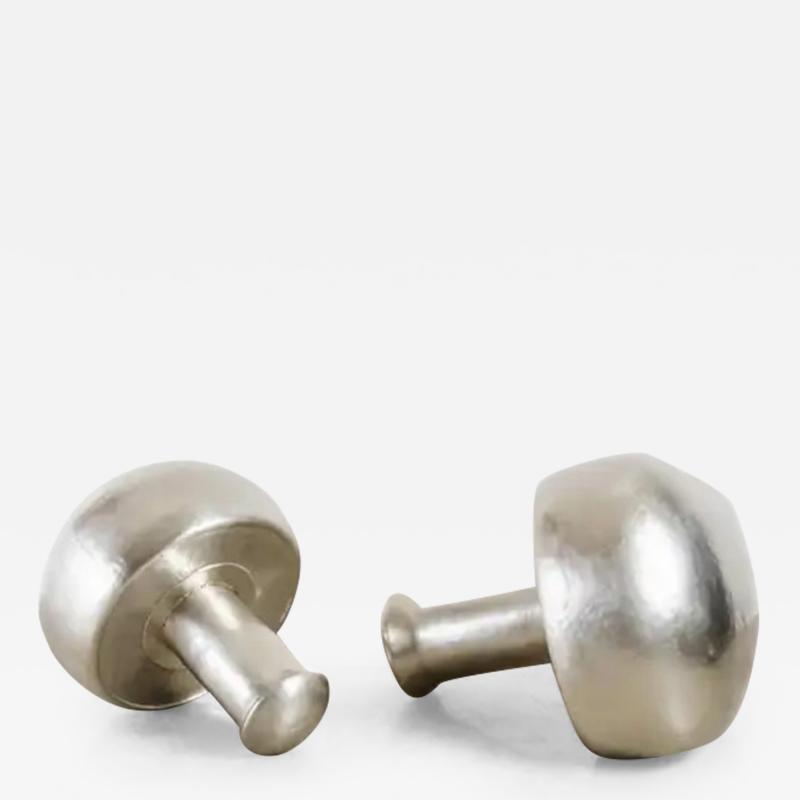 Robert Kuo Contemporary Hand Repouss White Bronze Mushroom Sculptures by Robert Kuo