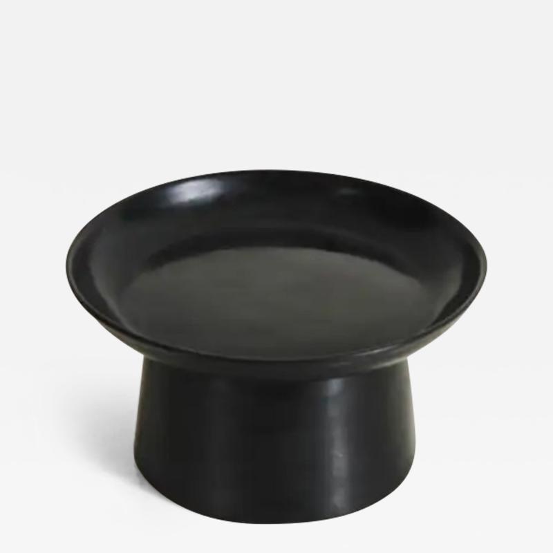 Robert Kuo Contemporary High Compote in Black Lacquer by Robert Kuo Limited Edition