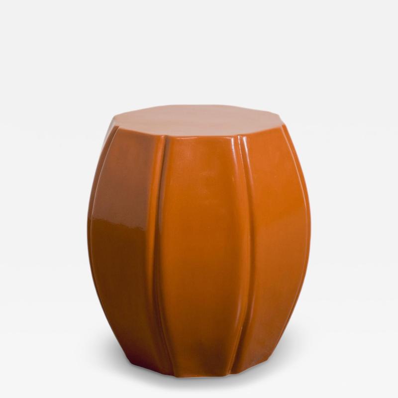 Robert Kuo Contemporary Mila Lacquer 8 Petal Drumstool by Robert Kuo Hand Repouss 