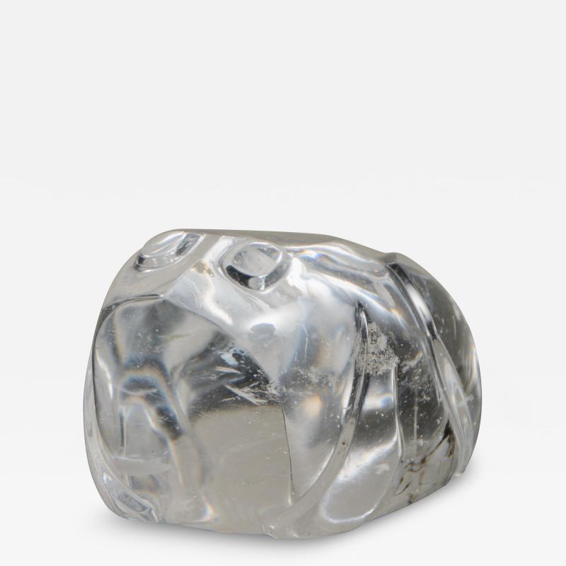 Robert Kuo Contemporary Shang Design Carved Frog Sculpture in Crystal by Robert Kuo