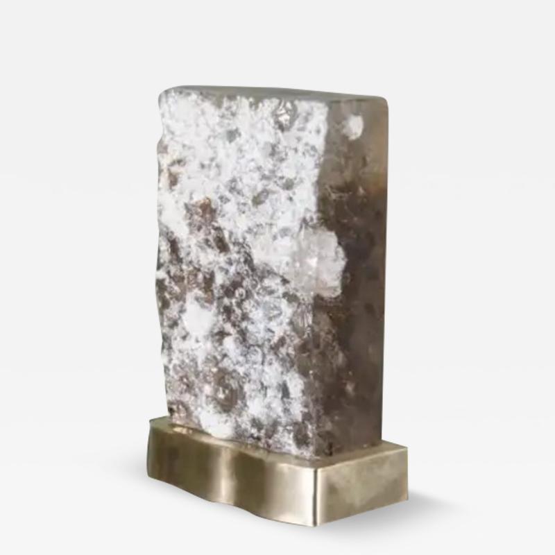 Robert Kuo Cuadra Light by Robert Kuo Smoke Crystal and Brass Limited Edition in Stock