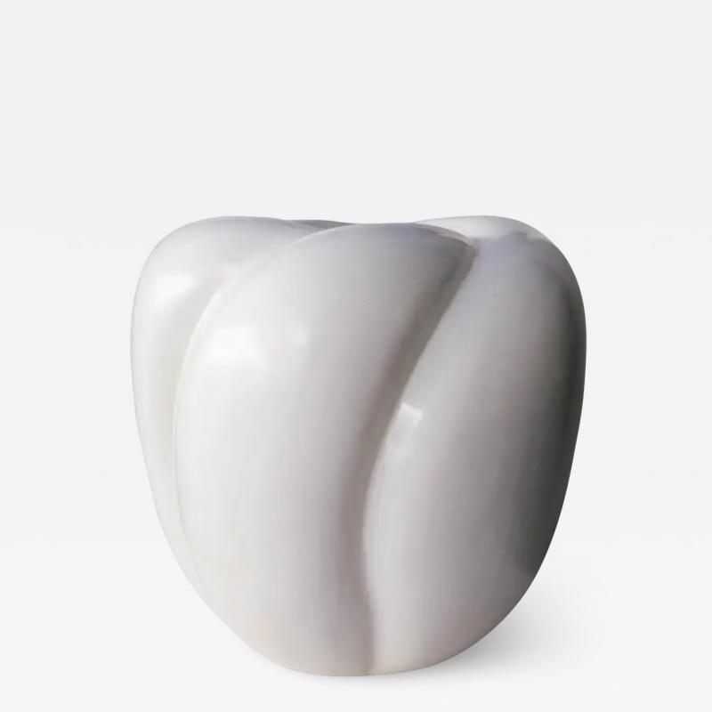 Robert Kuo Four Petal Cream Lacquer Pot by Robert Kuo Limited Edition