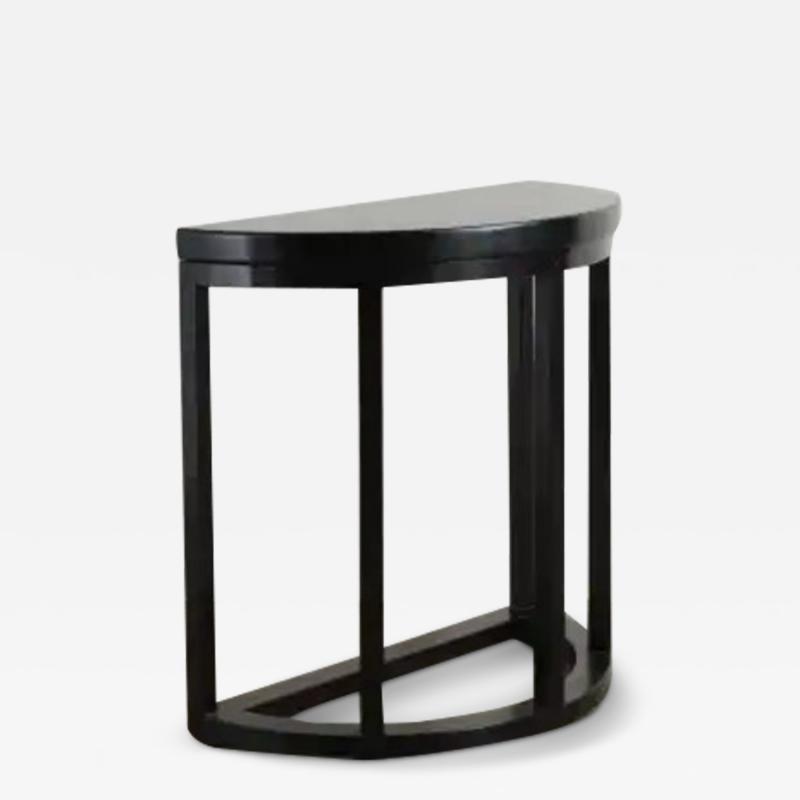Robert Kuo Half Round Table Black Lacquer by Robert Kuo Handmade Limited Edition
