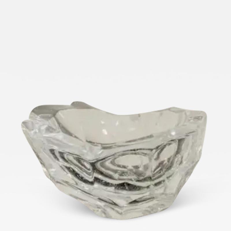 Robert Kuo Hand Carved Crystal Bamboo Shaven Design Bowl by Robert Kuo Limited