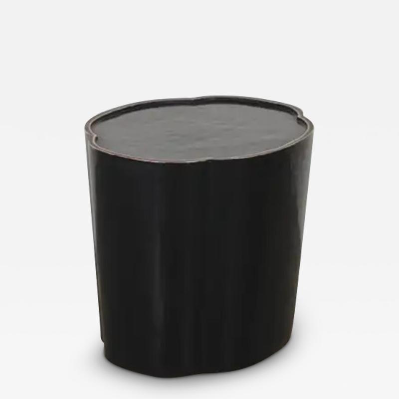 Robert Kuo High Tang Drumstool Black Lacquer by Robert Kuo Hand Repousse Limited