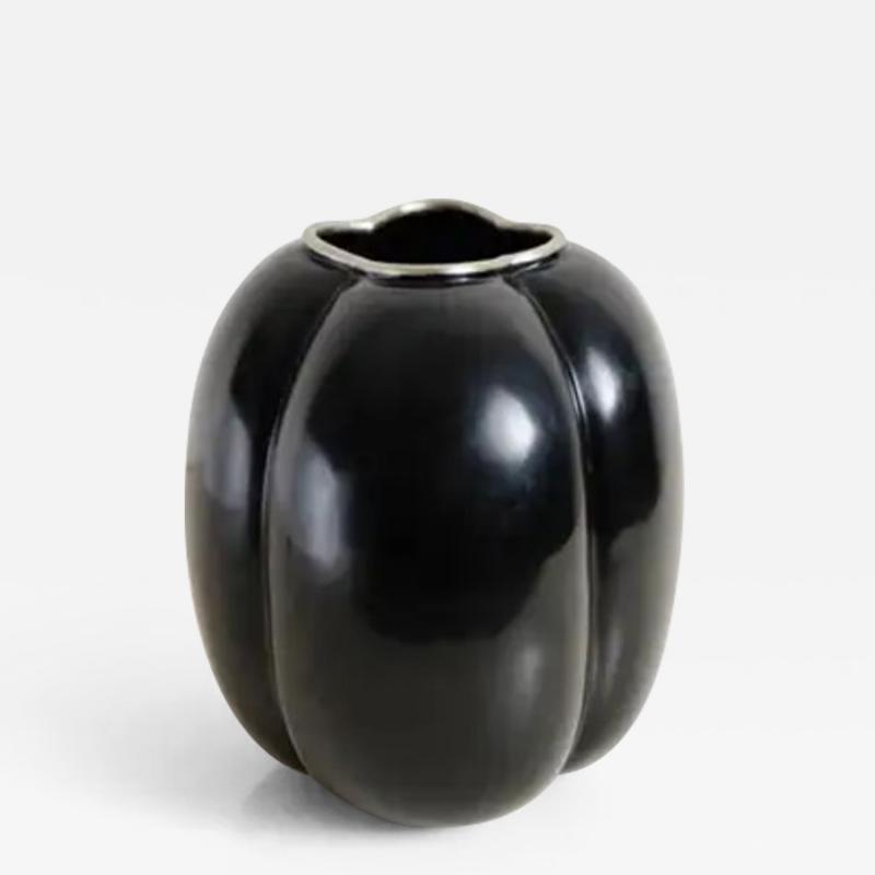 Robert Kuo High Tang Vase Black Lacquer by Robert Kuo Handmade Limited Edition