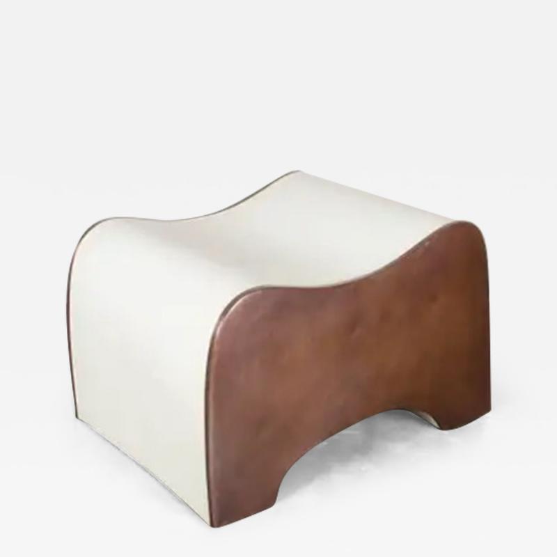 Robert Kuo Indented Seat Cream Lacquer and Copper by Robert Kuo Limited Edition