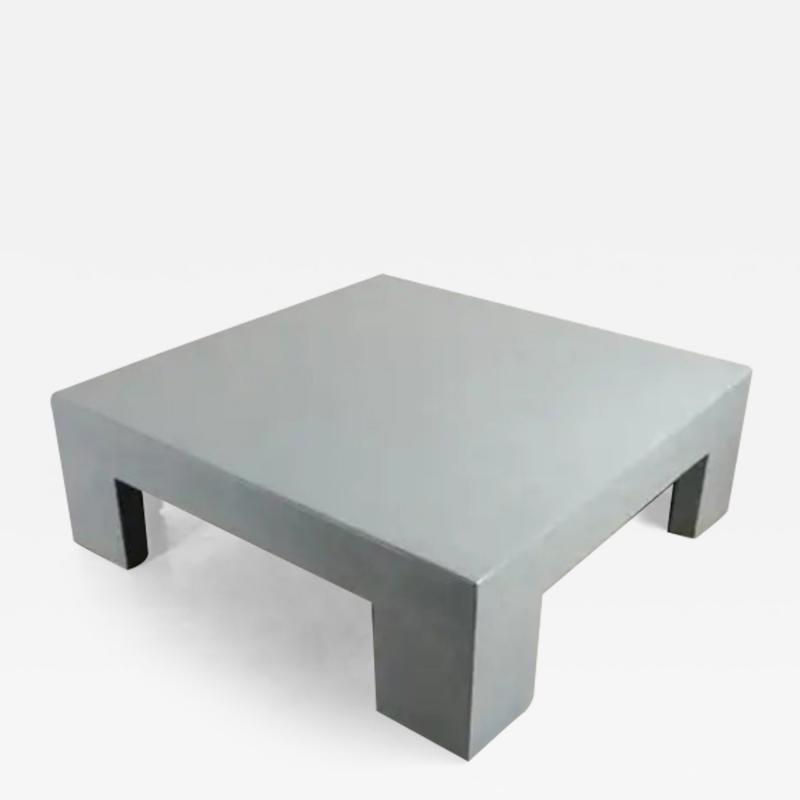 Robert Kuo Low Square Table in Grey Lacquer by Robert Kuo Limited Edition