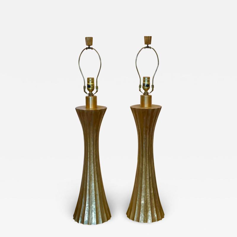 Robert Kuo Modern Robert Kuo for McGuire Gold Plated Lamps a Pair