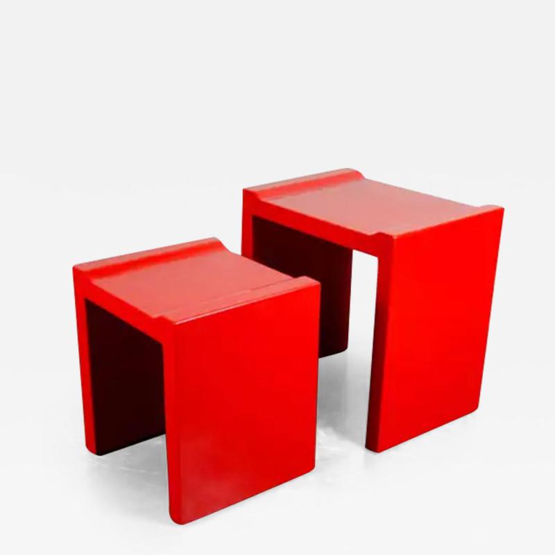 Robert Kuo Nesting Tables with Flange Corners Set of Two by Robert Kuo Limited Edition