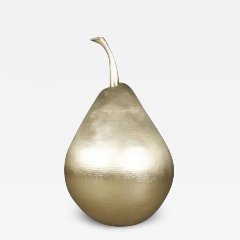 Robert Kuo Repouss Brass Pear Sculpture by Robert Kuo Limited Edition