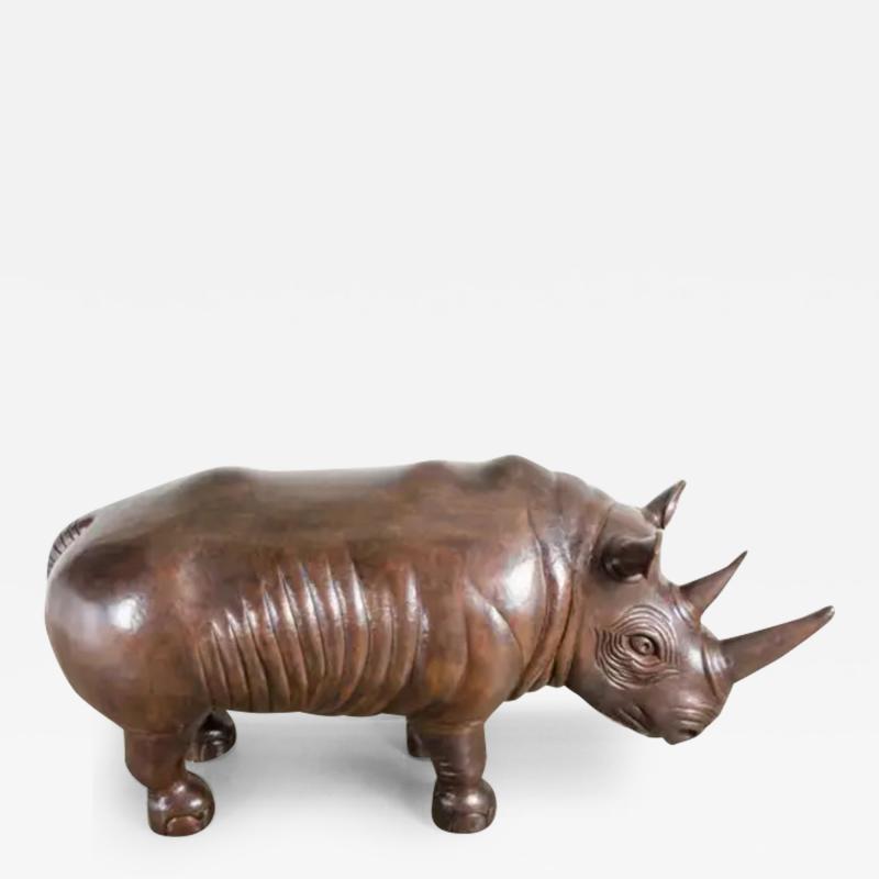 Robert Kuo Rhinoceros Sculpture Antique Copper by Robert Kuo One of a Kind