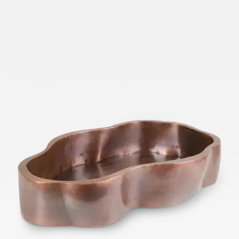 Robert Kuo Root Shape Oblong Low Cachepot Antique Copper by Robert Kuo Limited Edition