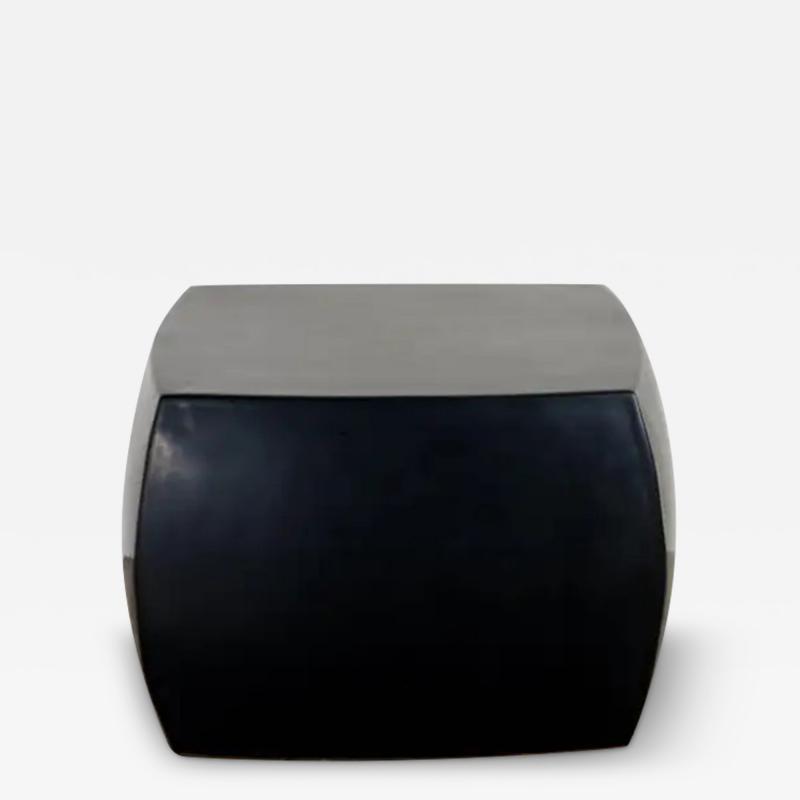 Robert Kuo Rounded Square Stool Black Lacquer by Robert Kuo Hand Repousse Limited