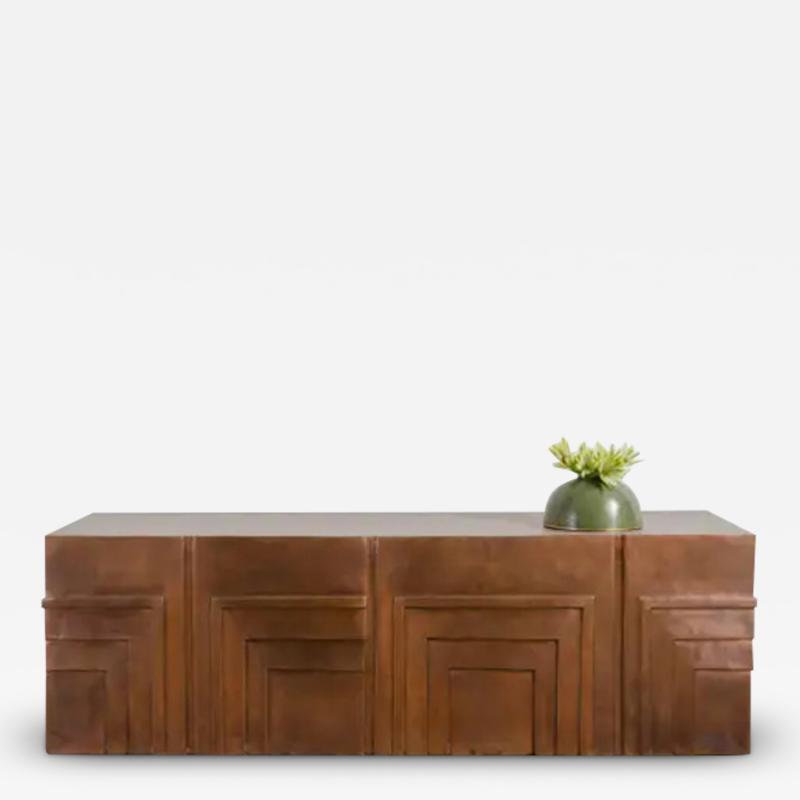 Robert Kuo Tessa Bench Antique Copper by Robert Kuo Limited Edition Hand Repousse