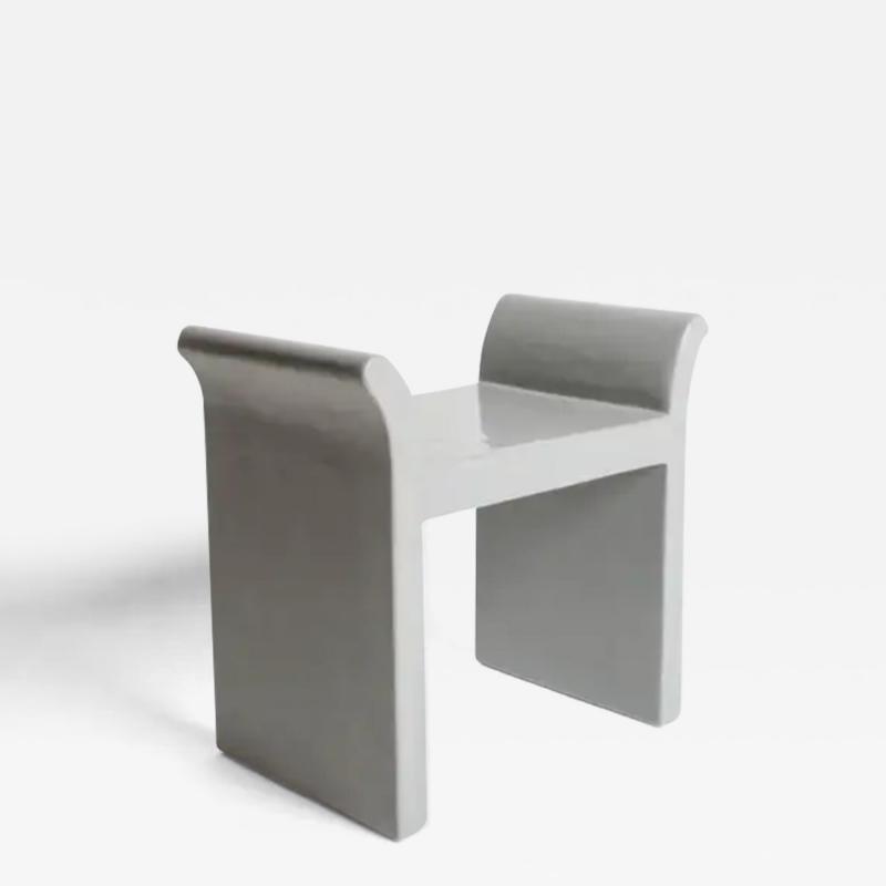 Robert Kuo Vanity Seat in Grey Lacquer by Robert Kuo Limited Edition