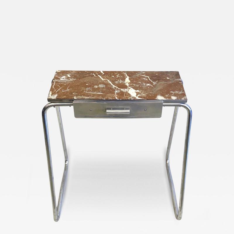Robert Mallet Stevens French Early Modern Console Vanity Desk Writing Table in Aluminum Marble