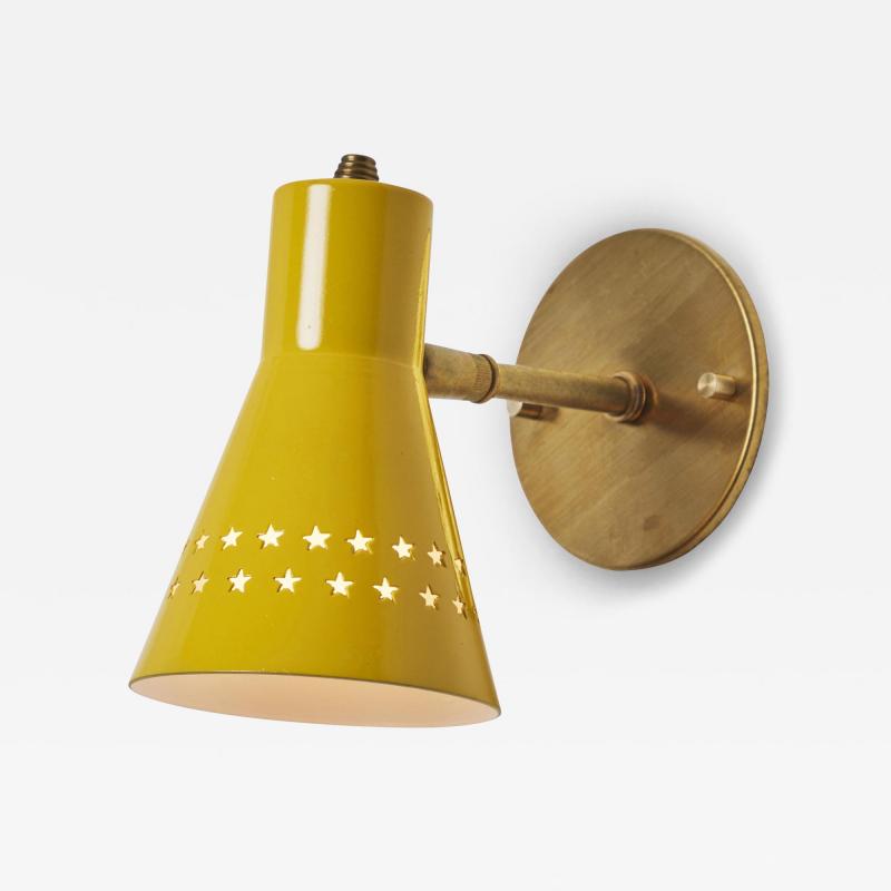 Robert Mathieu Rare 1950s Robert Mathieu Perforated Yellow Metal and Brass Wall Sconce