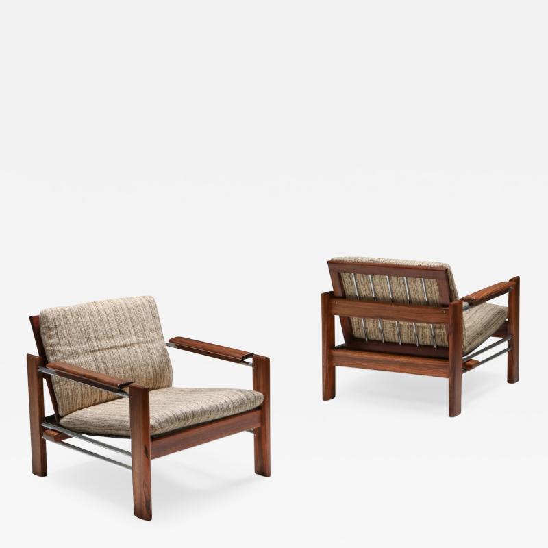 Robert Parry Walnut and Chrome Easy Chairs by Rob Parry for Gelderland