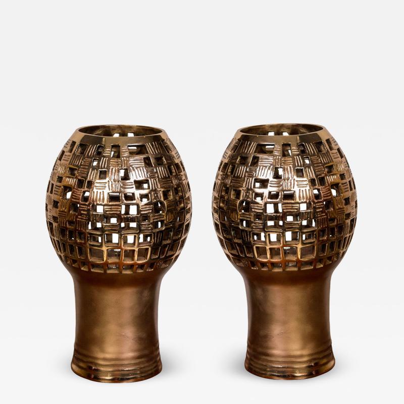 Robert Phandeve Pair of bronze table lamps