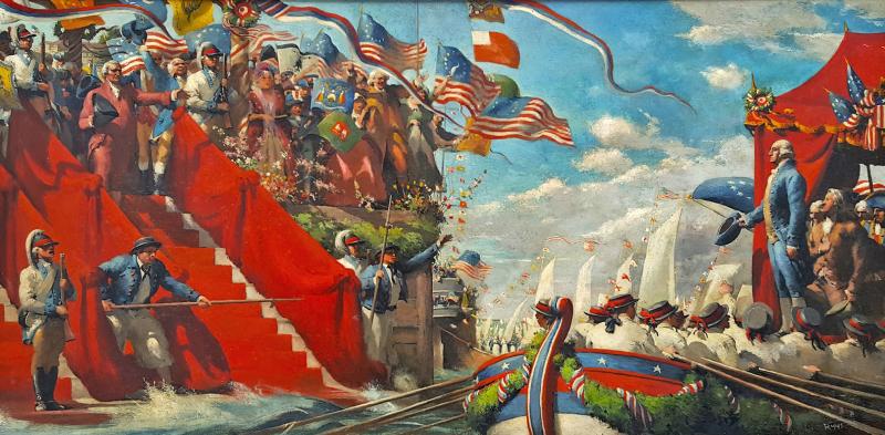 Robert Riggs George Washington in Marine Procession for New York Presidential Inauguration