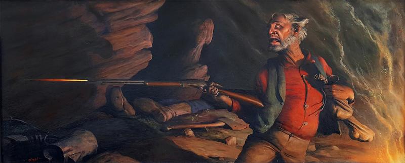 Robert Riggs Prospector firing Rifle Happiness is a Warm Gun 