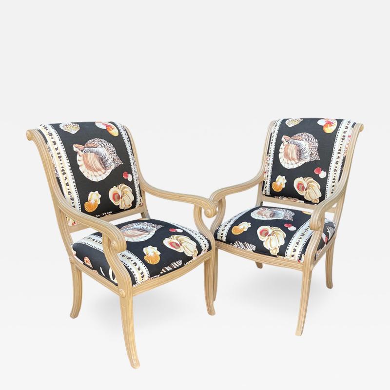 Robert Scott Sally Sirkin Lewis for J Robert Scott Modern Neoclassical Arm Chairs a Pair