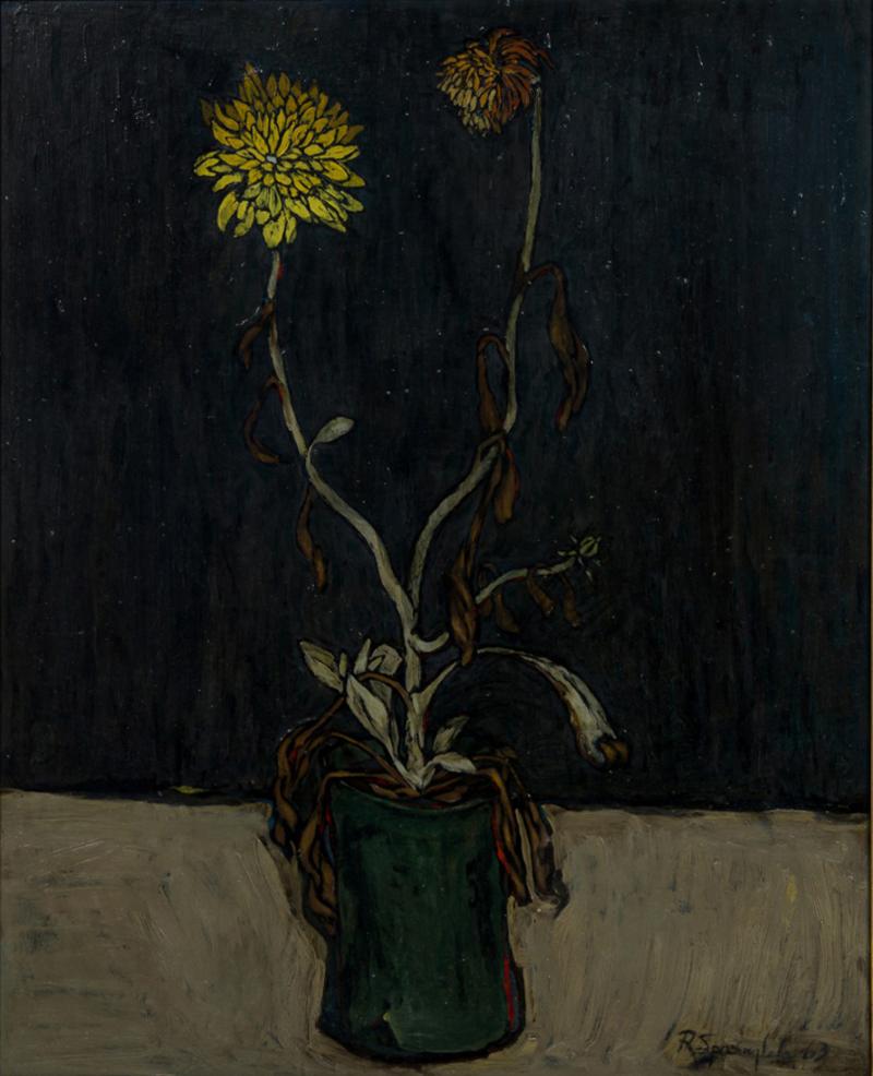 Robert Springfels Contemporary American Still Life with Decaying flowers