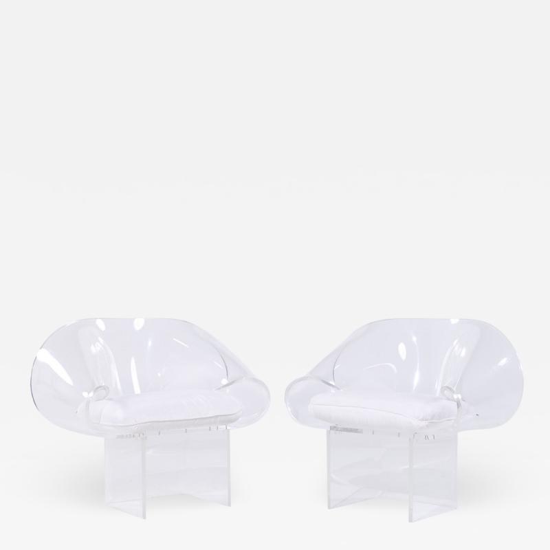 Robert Van Horn Robert Van Horn Mid Century Lucite Ribbon Chairs Pair