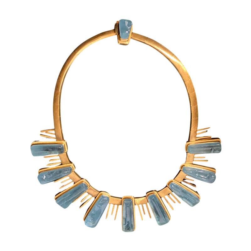 Roberto Burle Marx Haroldo Burle Marx 18K Yellow Gold Aquamarine Forma Livre Necklace