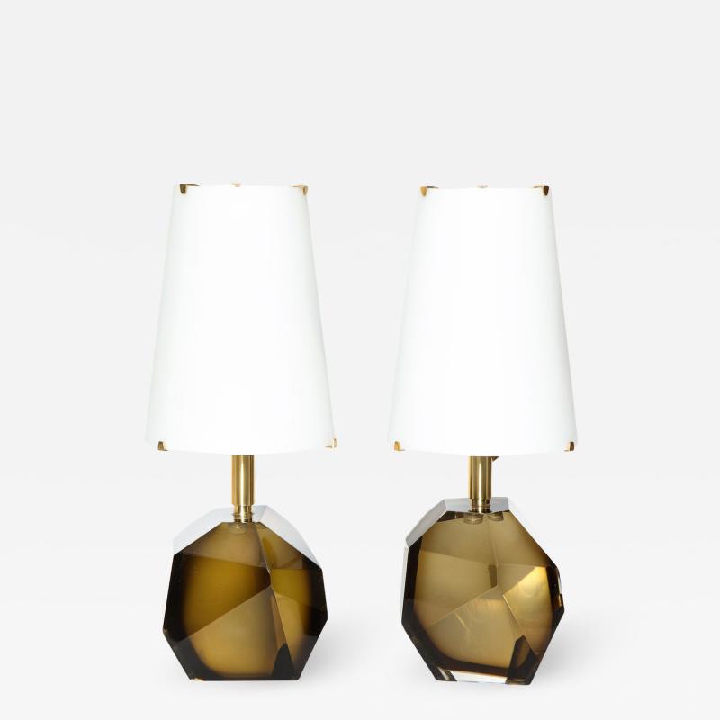 Roberto Giulio Rida Diamante Bronze Pair of Table Lamps by Roberto Giulio Rida