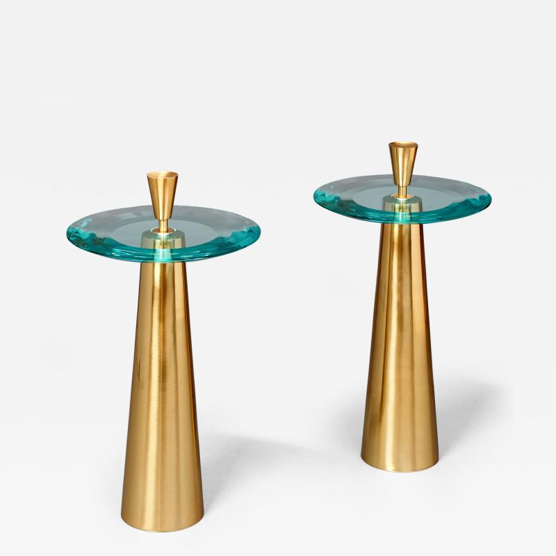 Roberto Giulio Rida Limited Edition Pair of Roberto Rida Glass Side Tables