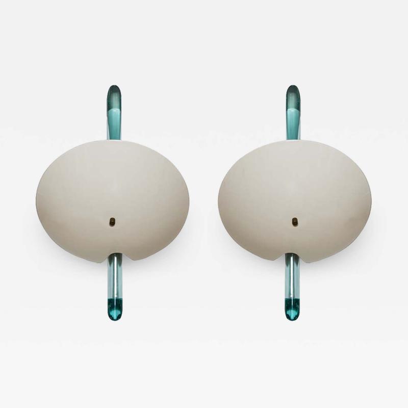 Roberto Giulio Rida PAIR OF CREAM COLOUR AND BRASS WALL LIGHTS BY ROBERTO RIDA