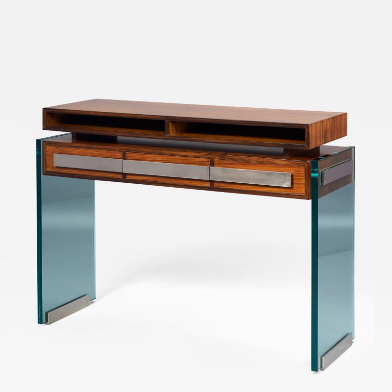 Roberto Giulio Rida Rosewood and Glass Console Table by Roberto Rida