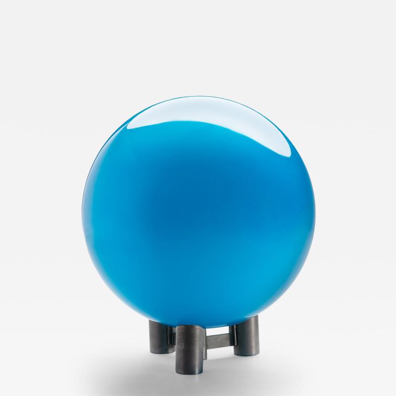 Roberto Menghi Roberto Menghi blue glass table lamp for Venini Italy 1968