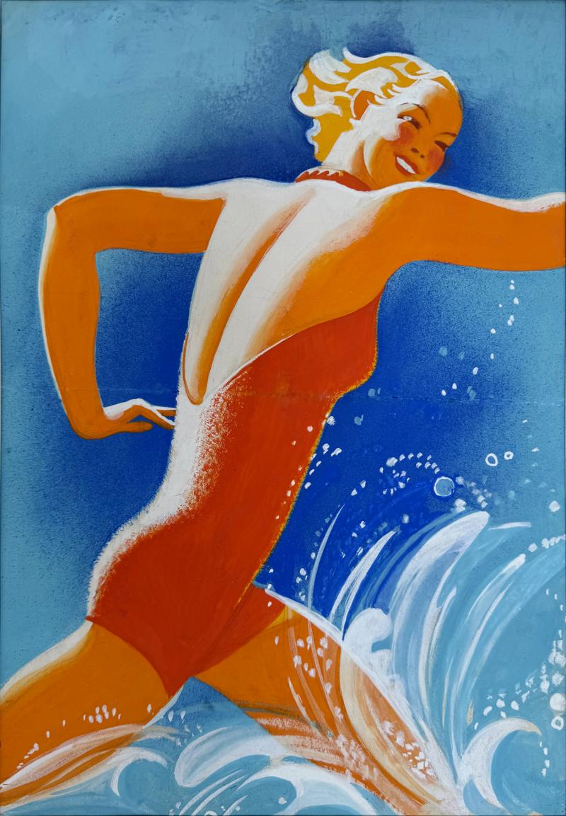 Robin Artine Smith Art Deco Swimmer Summer Fun