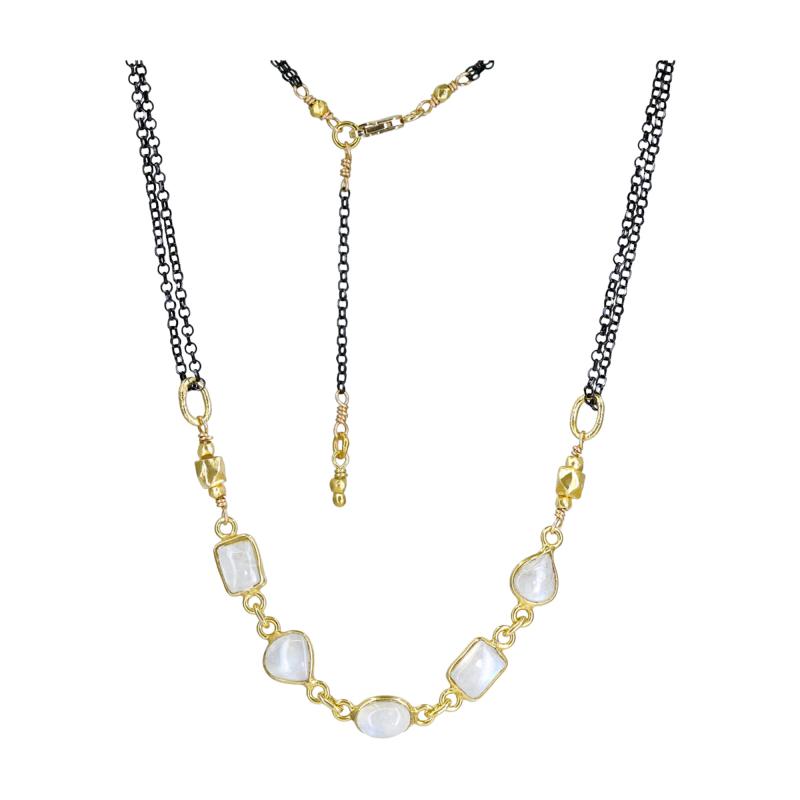 Robindira Unsworth Robindira Unsworth Five Moonstone Curved Bar Drop Necklace