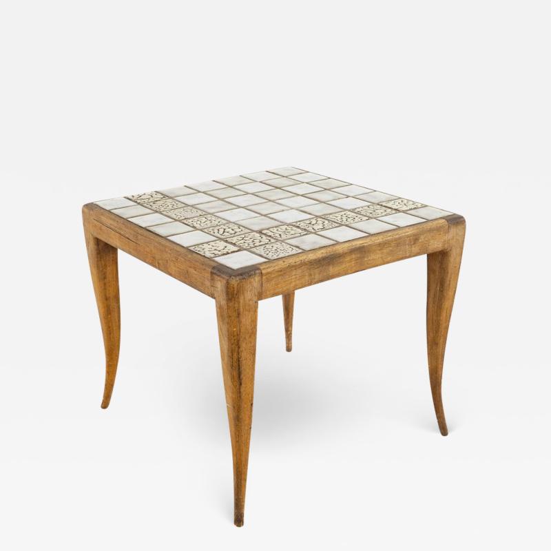 Robsjohn Gibbings Style Mid Century Tile Top Side Table