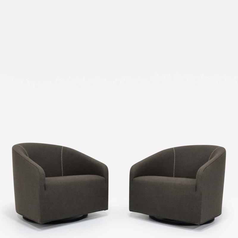 Rodolfo Dordoni Minotti Portofino Swivel Lounge Chairs Pair